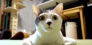 変な動きの猫