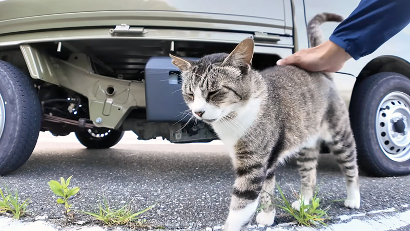 ナデナデされる猫